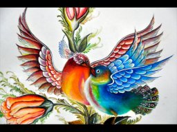 نقاشی گل و مرغ